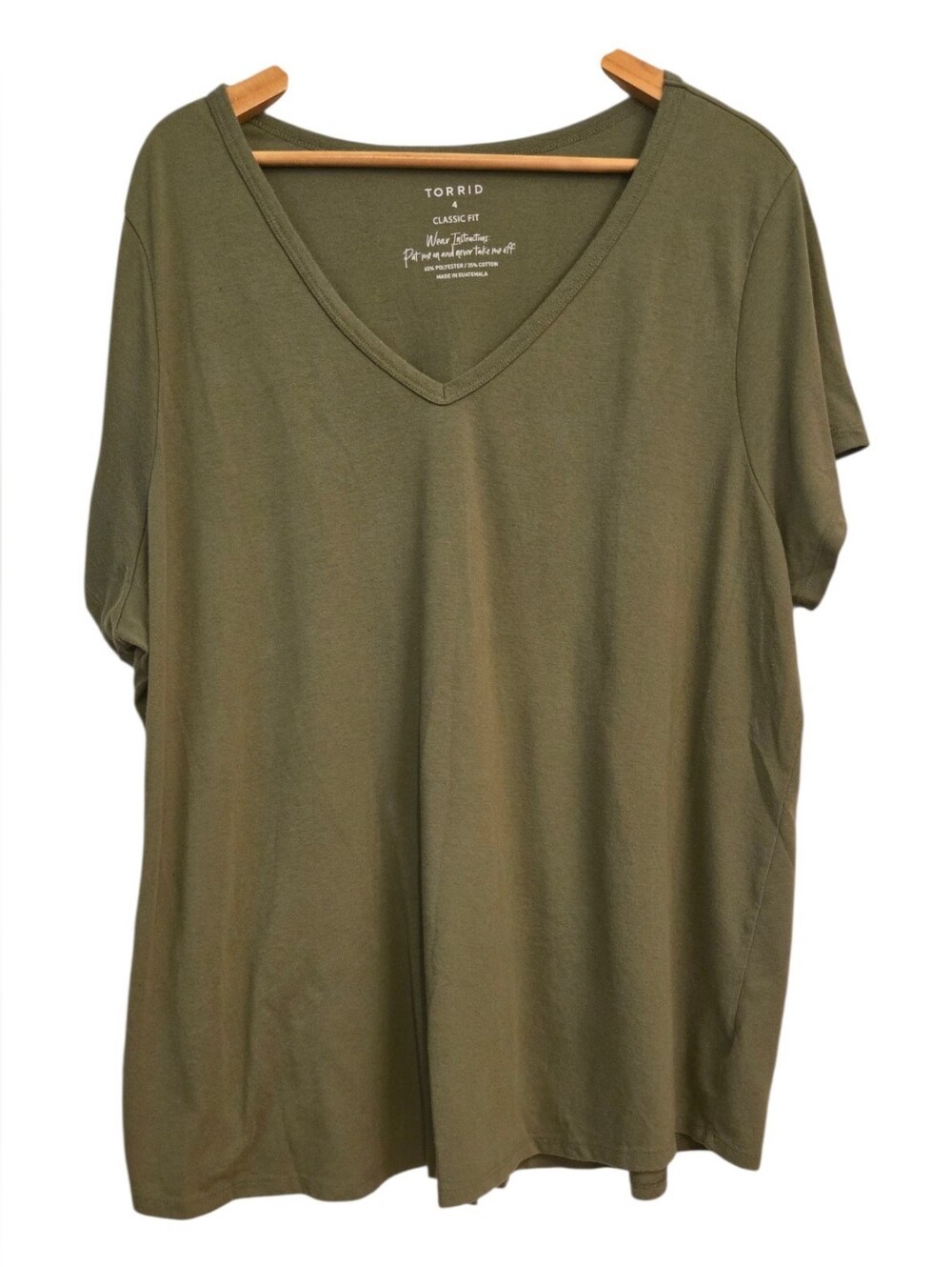 torrid Olive Classic Fit "Put me on & never take me off" Short Sleeve Size 4 - Picture 4 of 7